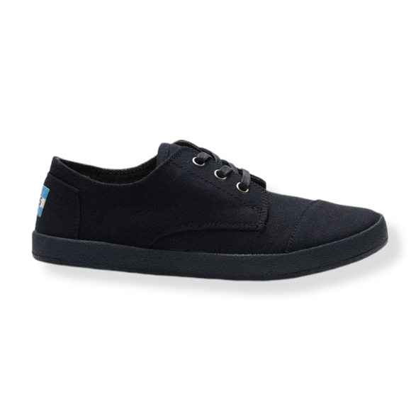 TOMS Black Canvas Lace-Up Sneakers - Picture 1 of 12